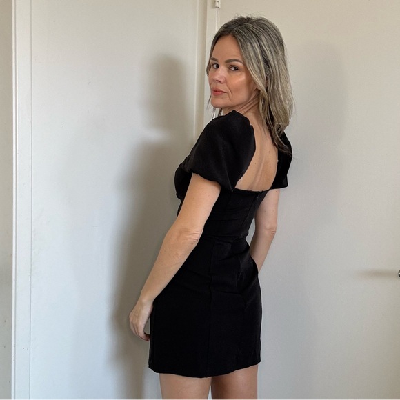 New Zara Puff Sleeve Dress Black - Picture 8 of 12